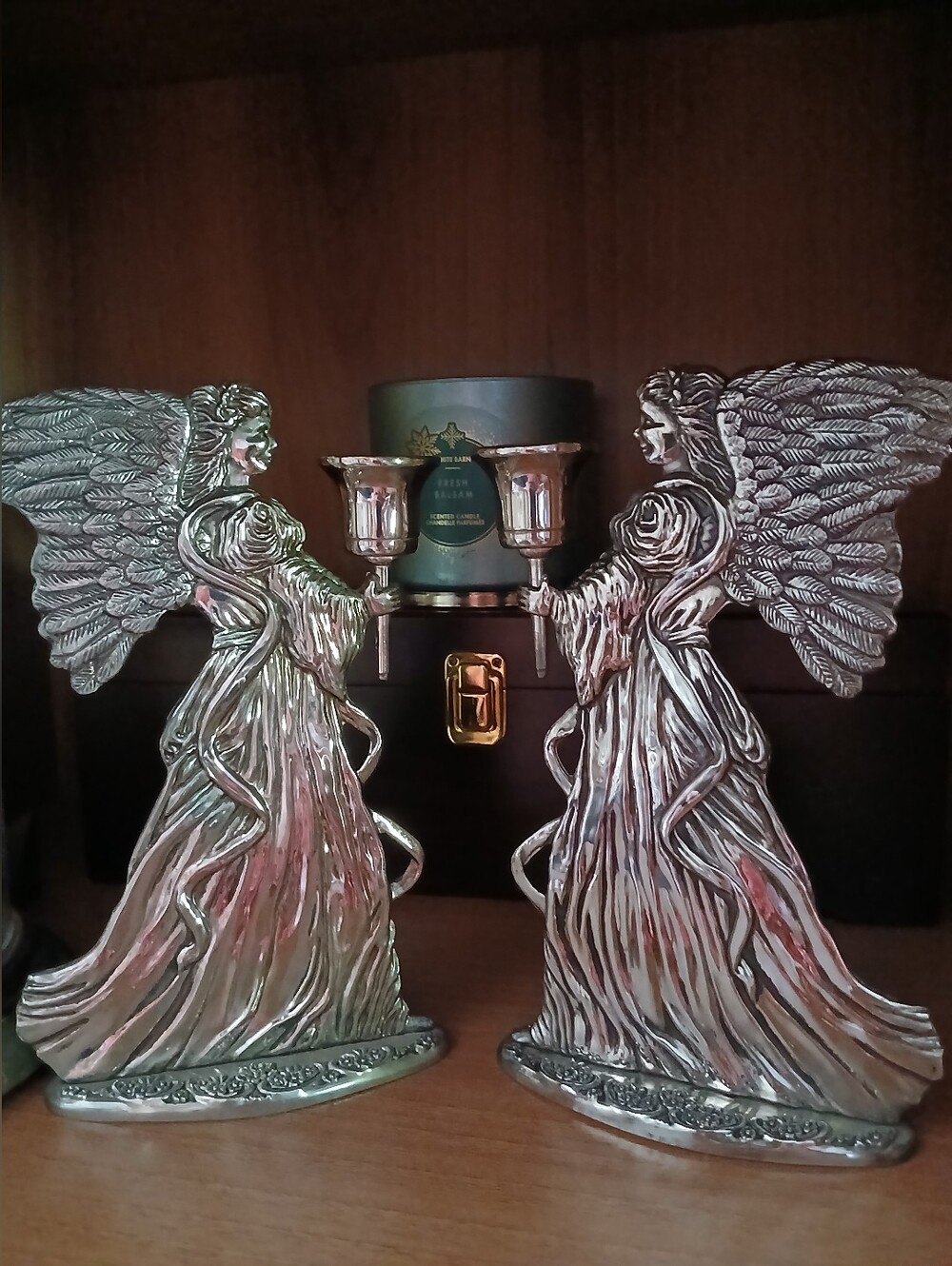 Silver Plated Angel Pair Candle Holders